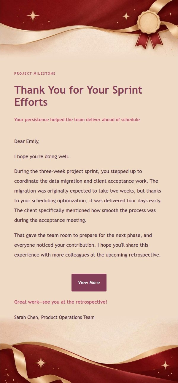 Berry & Gold Colleague Appreciation Email