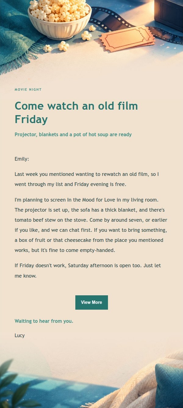 Peach & Teal Movie Night Invitation