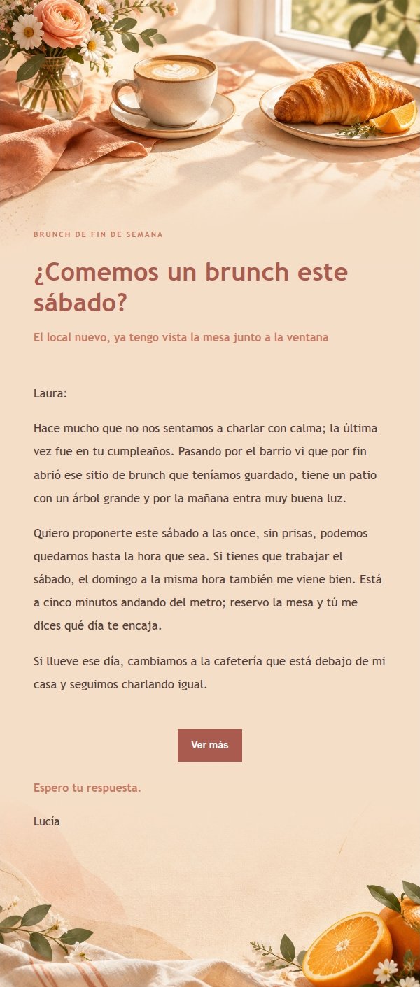 Invitación a Brunch de Fin de Semana Coral Champagne