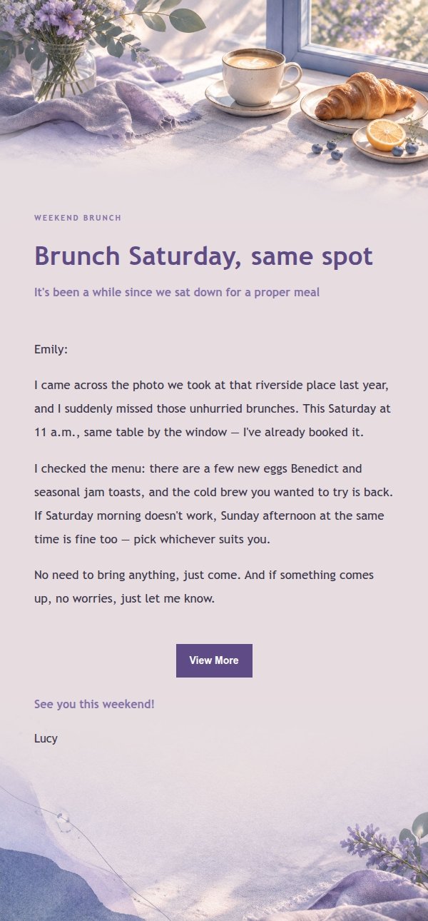 Lilac Ink Weekend Brunch Invite