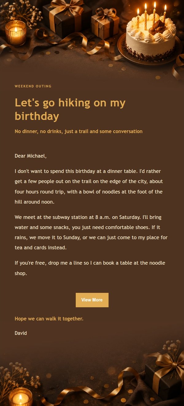 Charcoal Amber Birthday Gathering Invite 2