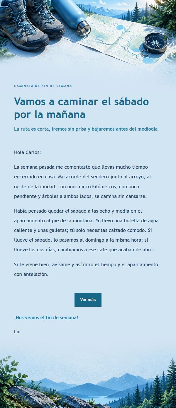 Invitación a Caminata Ligera en Azul Cobalto