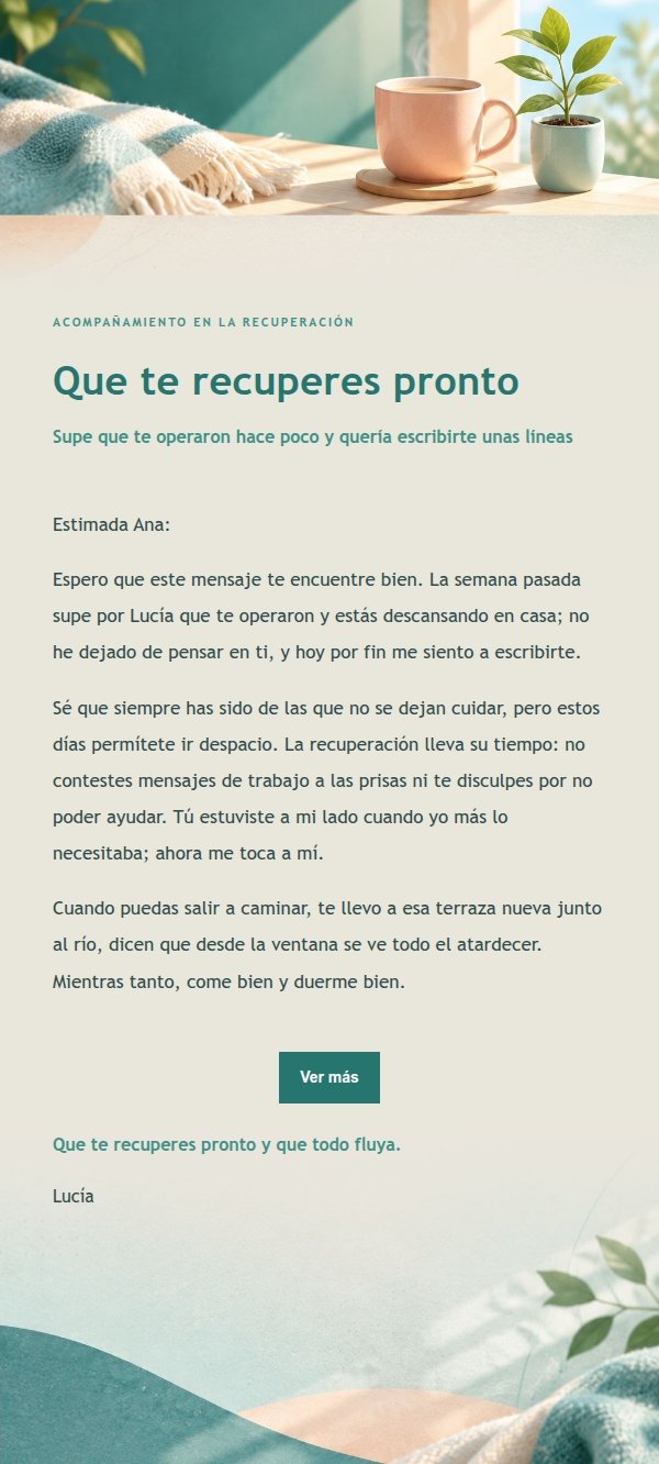 Carta de Ánimo en Tonos Melocotón y Verde