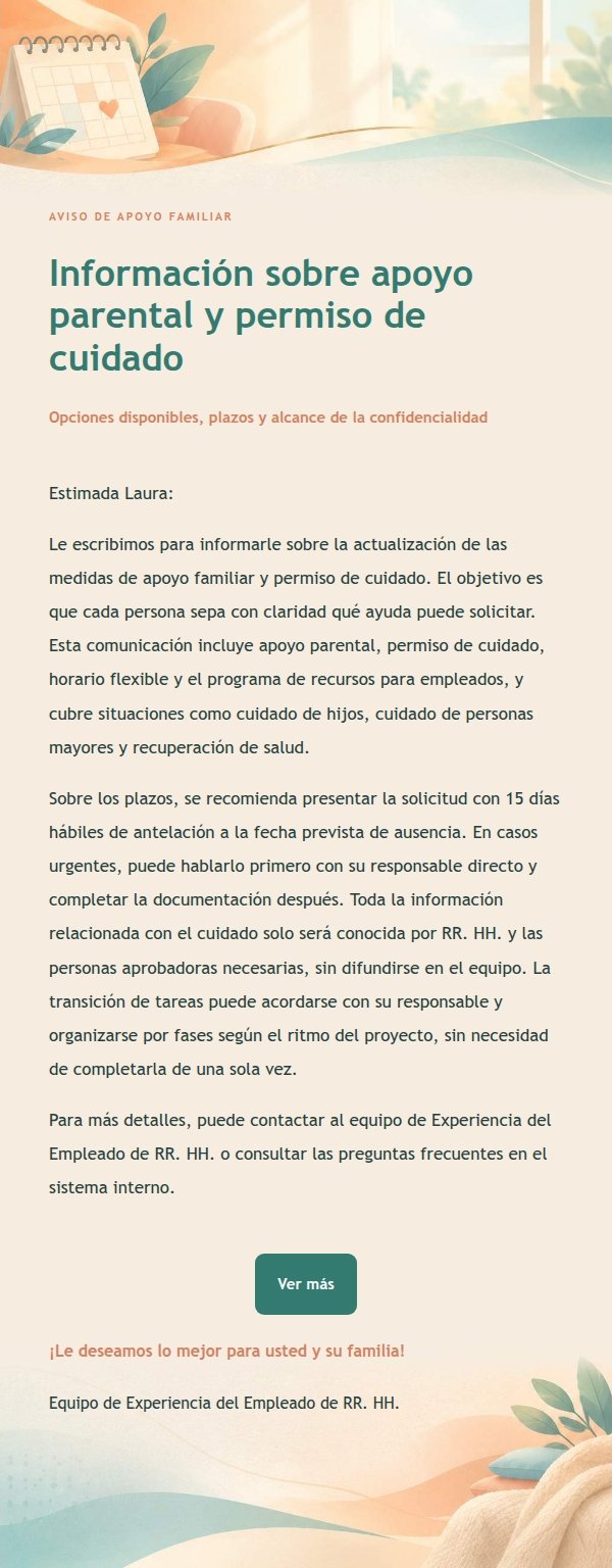 Aviso de Apoyo Familiar y Permiso de Cuidado
