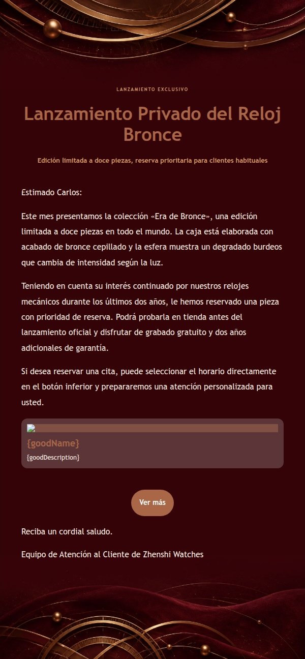 Correo de Relojes de Lujo Burdeos y Bronce