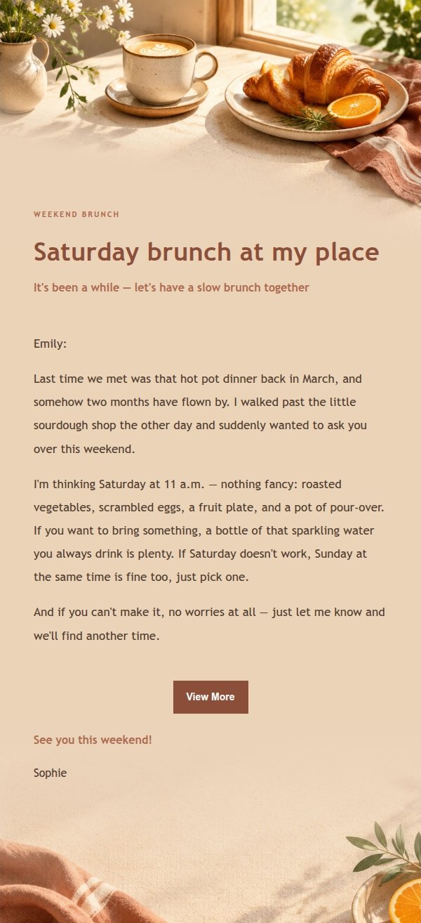Terracotta Cream Weekend Brunch Invite