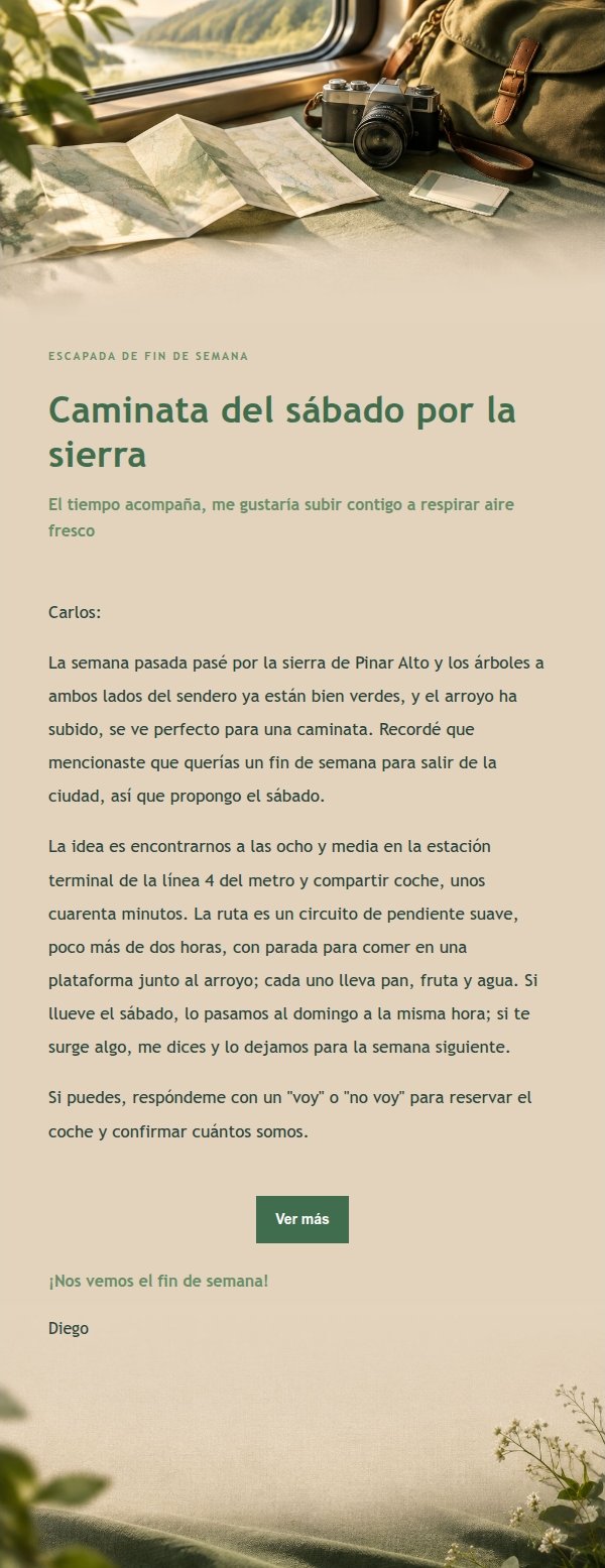 Invitación de Escapada de Fin de Semana Estilo Bosque y Cobre