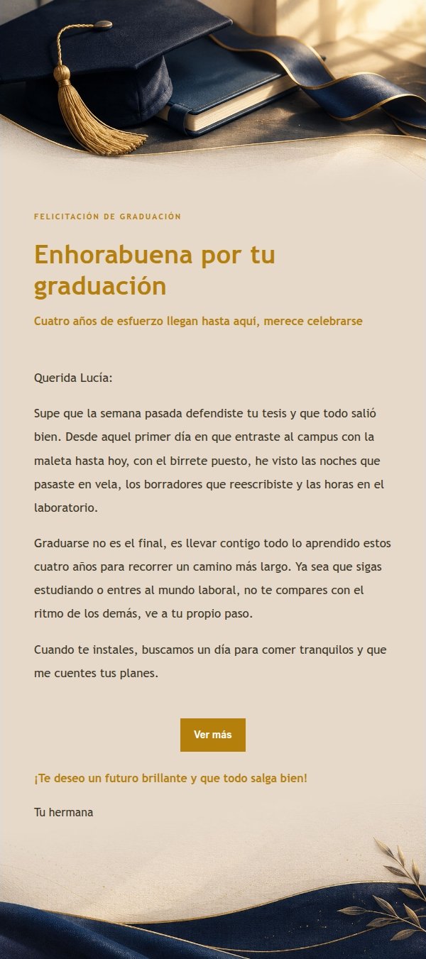 Carta de Felicitación de Graduación Azul y Oro