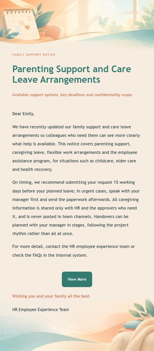 Family Support & Care Leave Notice