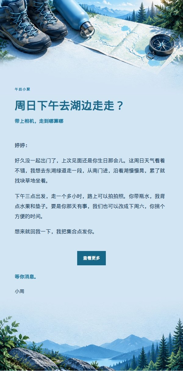 钴蓝青色轻徒步邀约邮件 2
