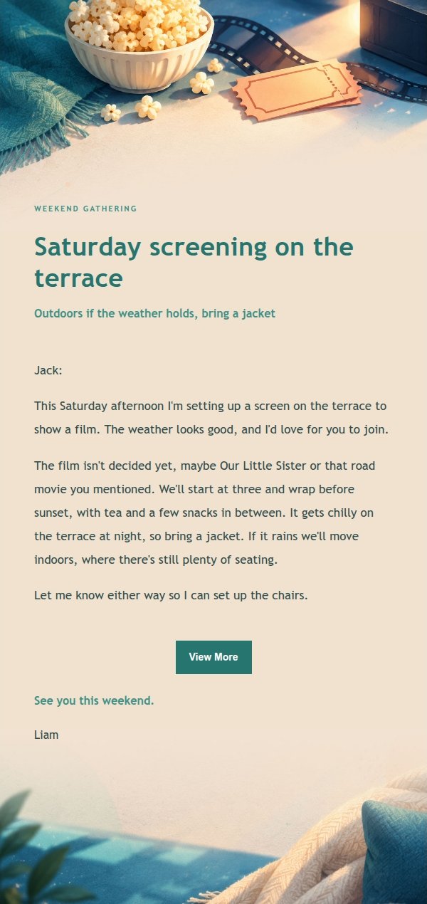 Peach & Teal Movie Night Invitation 2