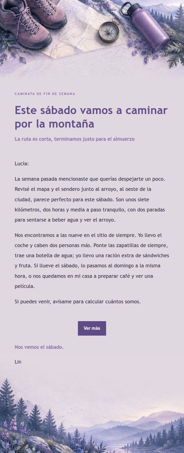 Invitación a Caminata Ligera en Tono Lila