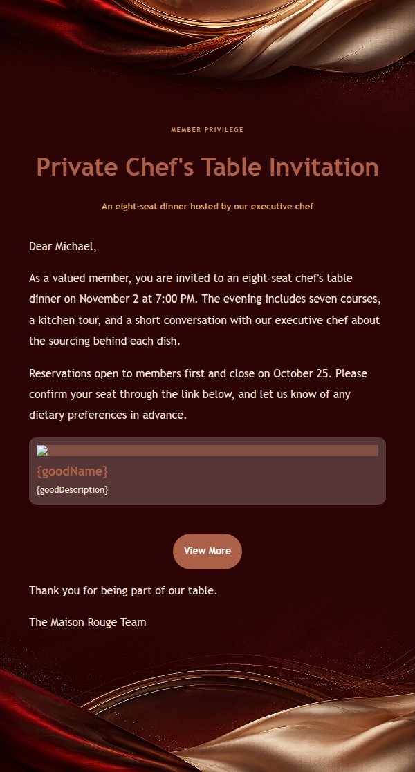 Ruby & Ivory Fine Dining Email 2
