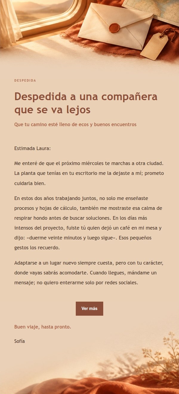 Carta de Despedida Estilo Terracota y Crema