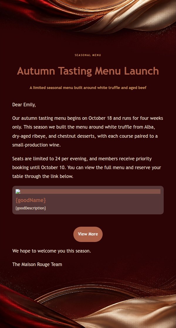 Ruby & Ivory Fine Dining Email