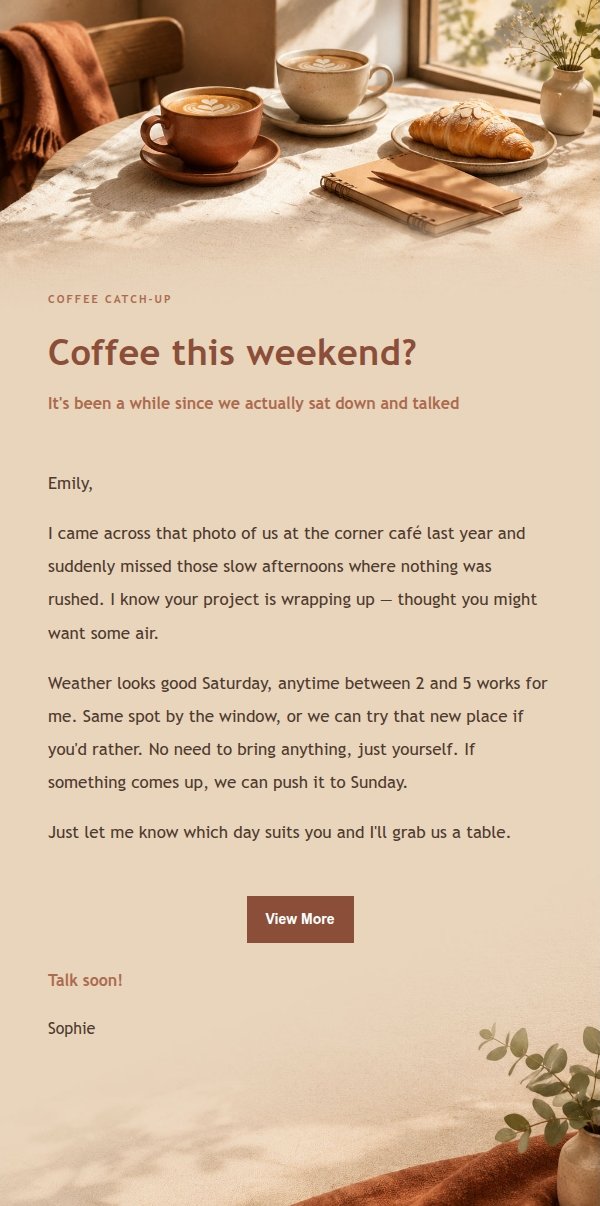 Terracotta Cream Coffee Chat Invite