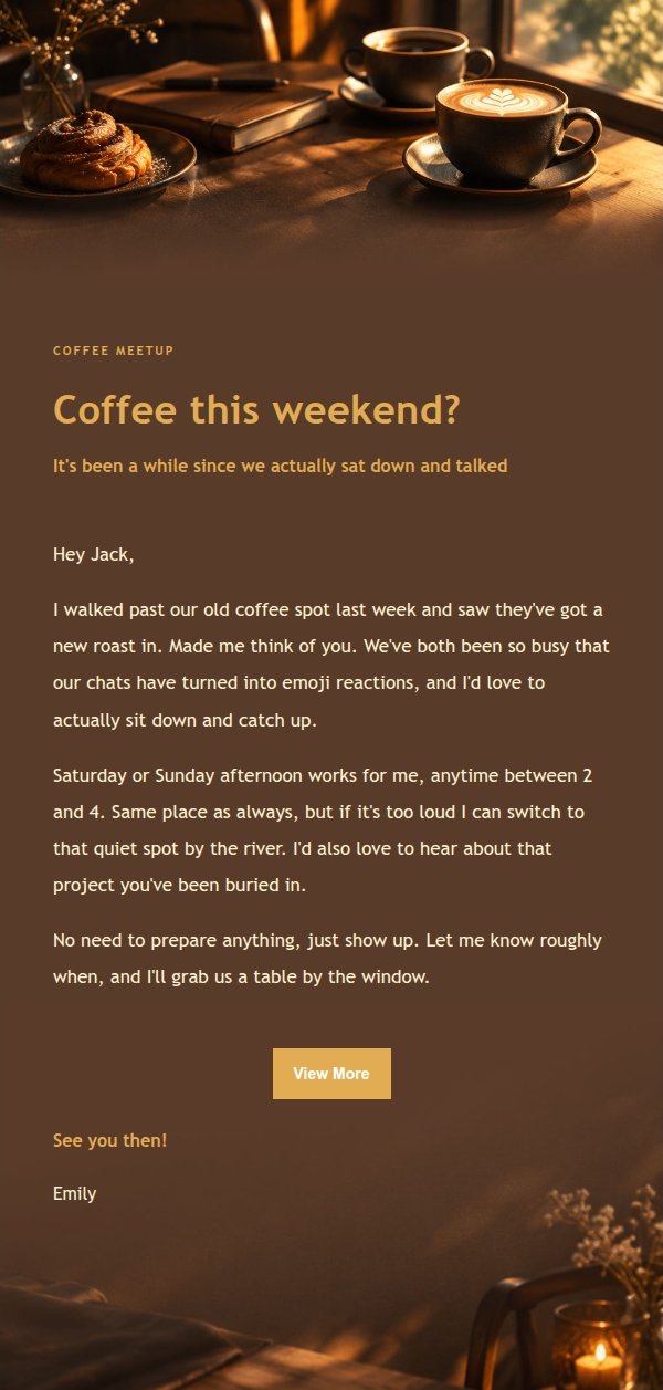Charcoal Amber Coffee Chat Invite