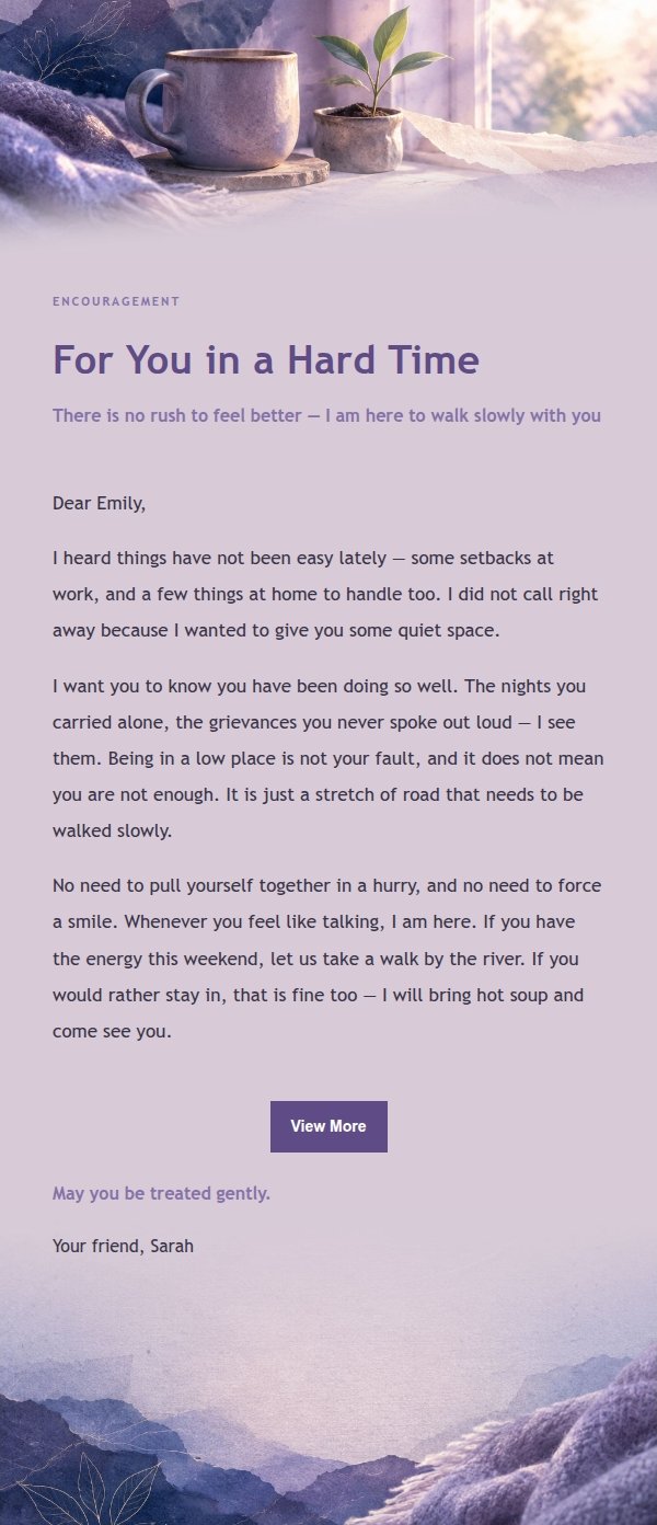Lilac Ink Encouragement Email