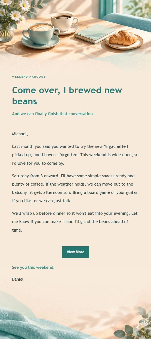 Peach & Teal Coffee Chat Invite 2