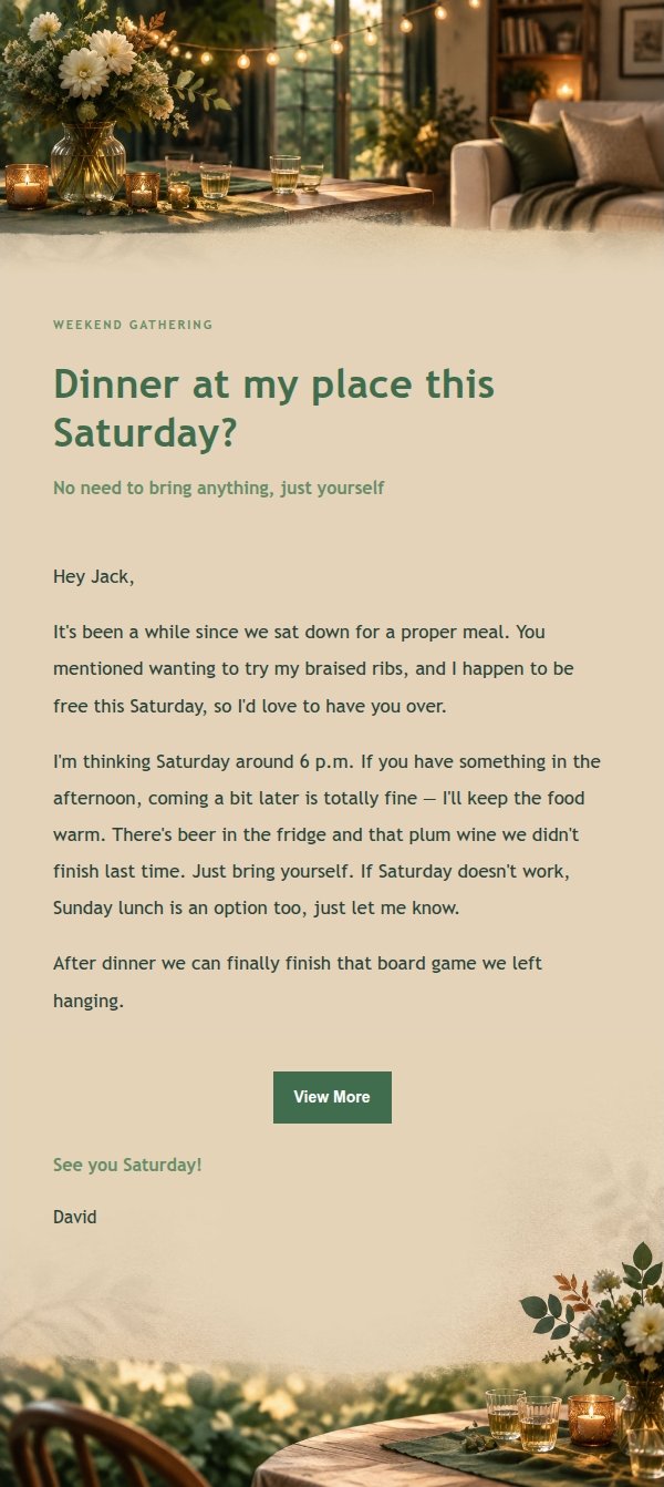 Forest Copper Home Gathering Invite