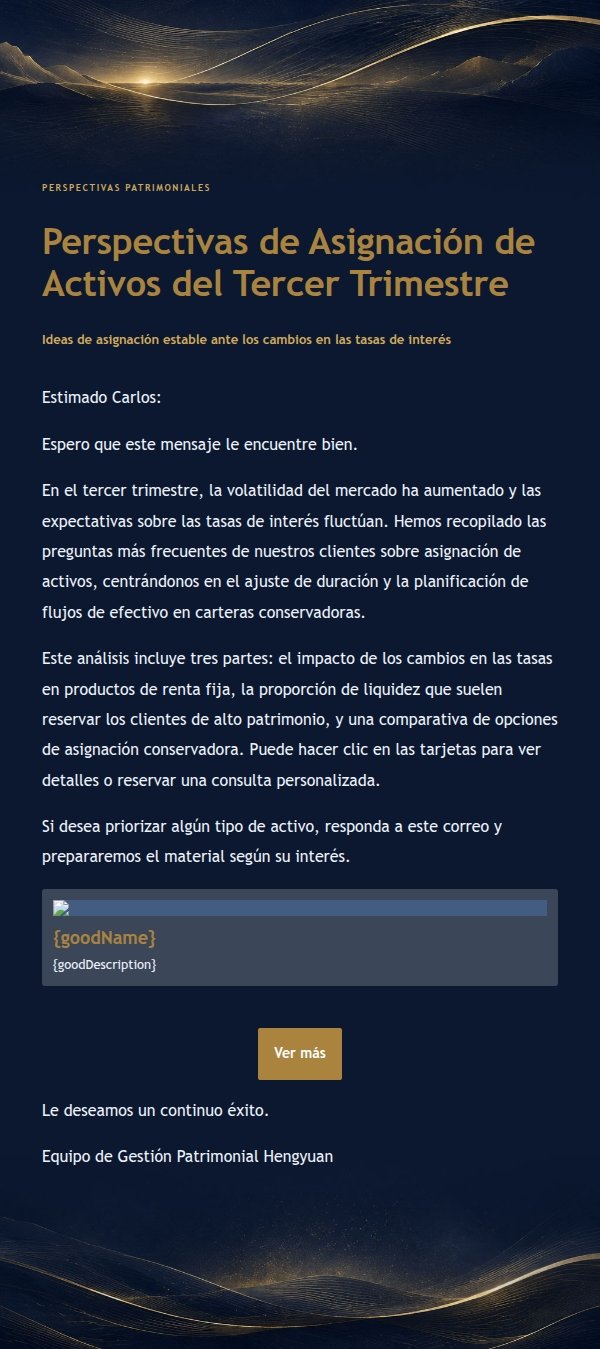 Correo de Perspectivas Financieras Azul Marino y Oro