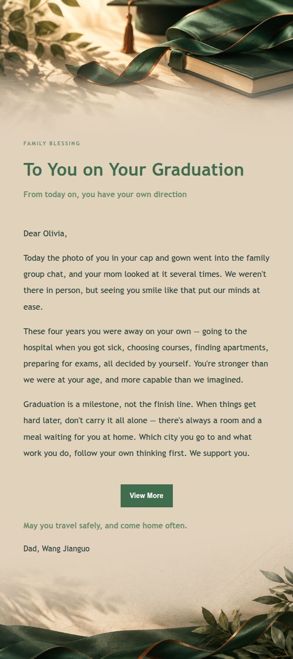 Forest Copper Graduation Congratulation Letter 2