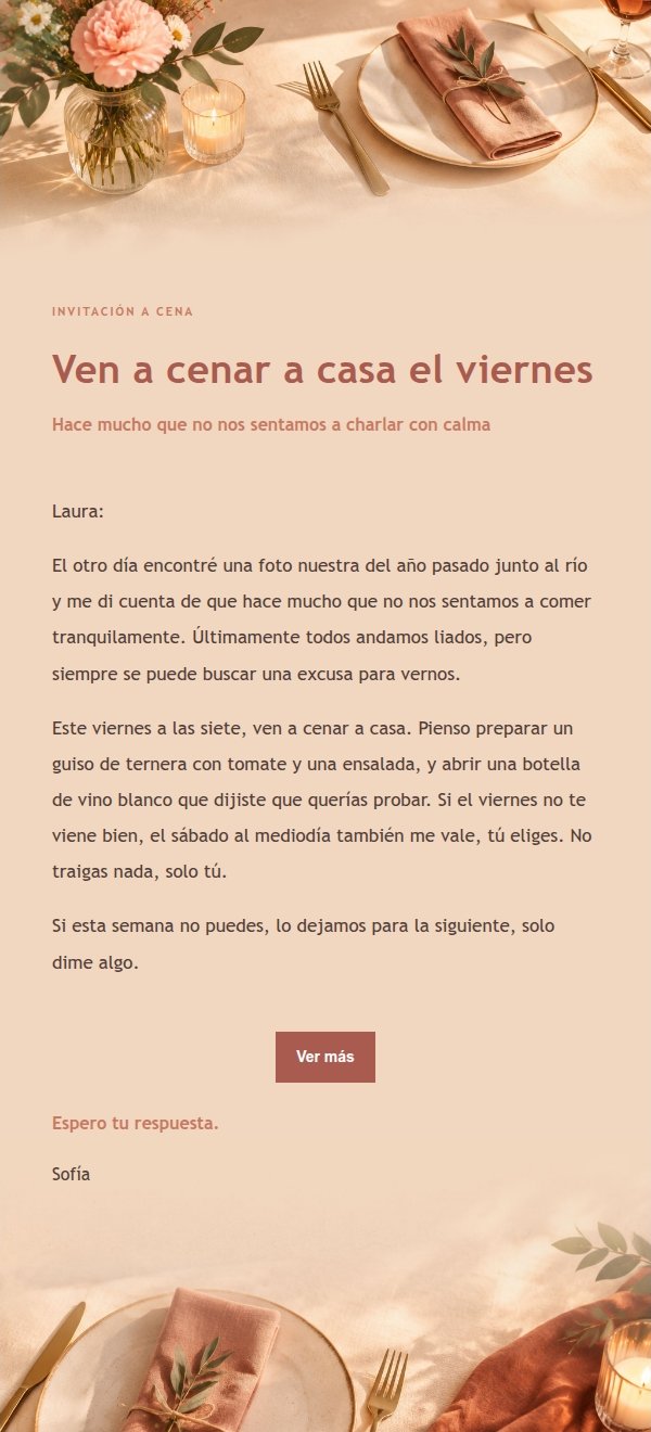 Invitación a Cena entre Amigos Estilo Coral Champán