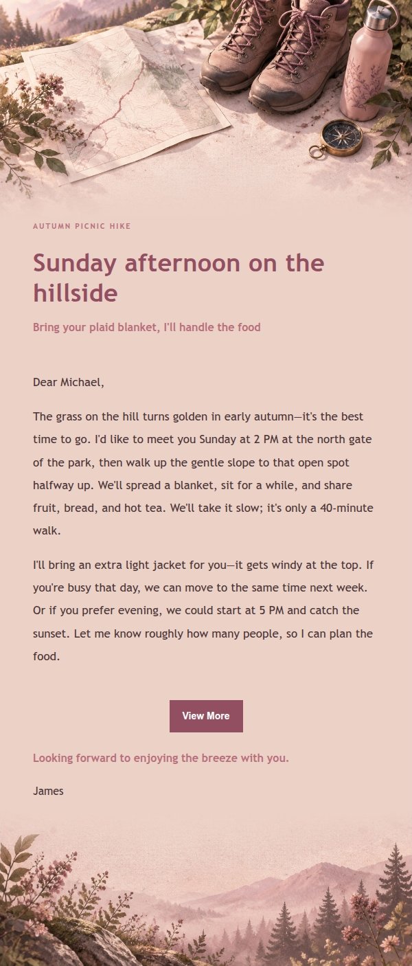 Rose Editorial Light Hike Invitation 2