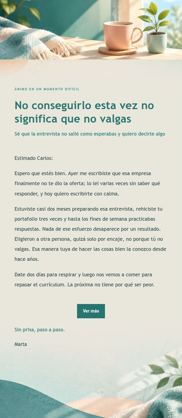 Carta de Ánimo en Tonos Melocotón y Verde 2