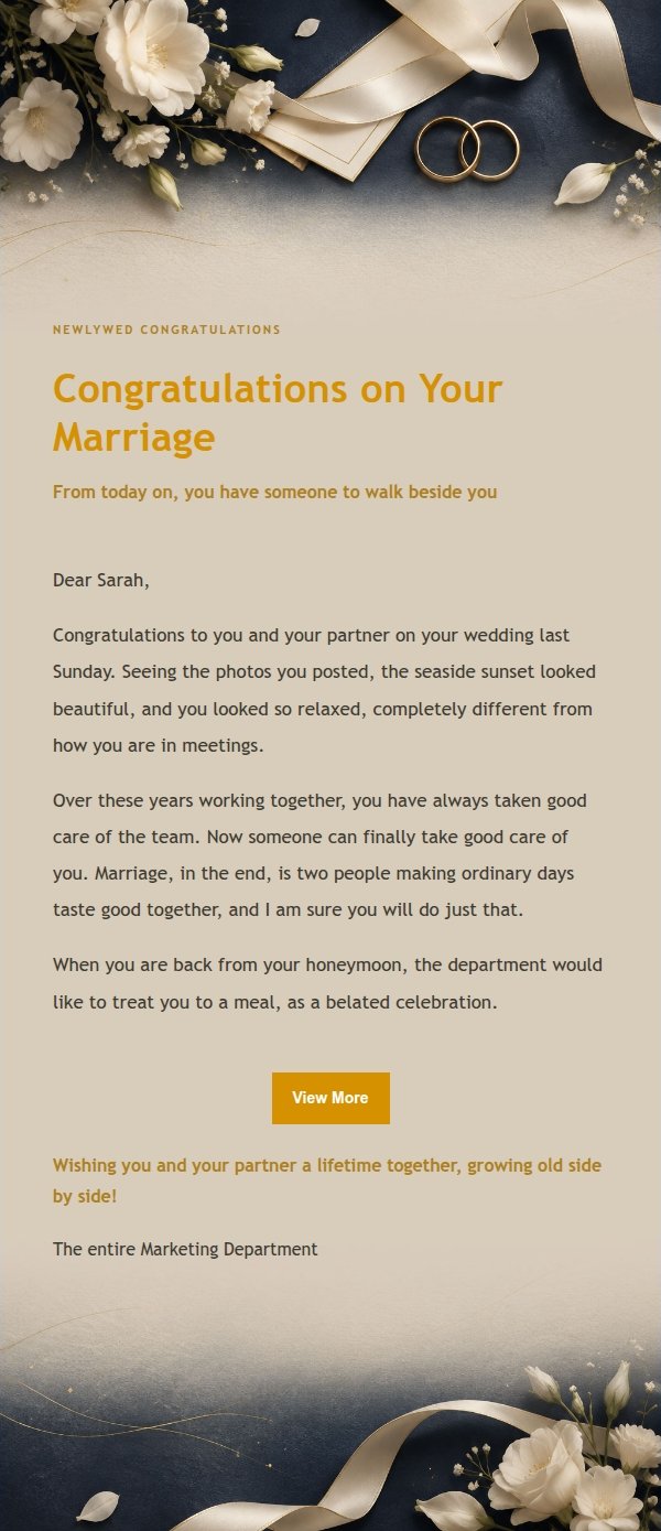 Navy & Gold Wedding Blessing Email 2
