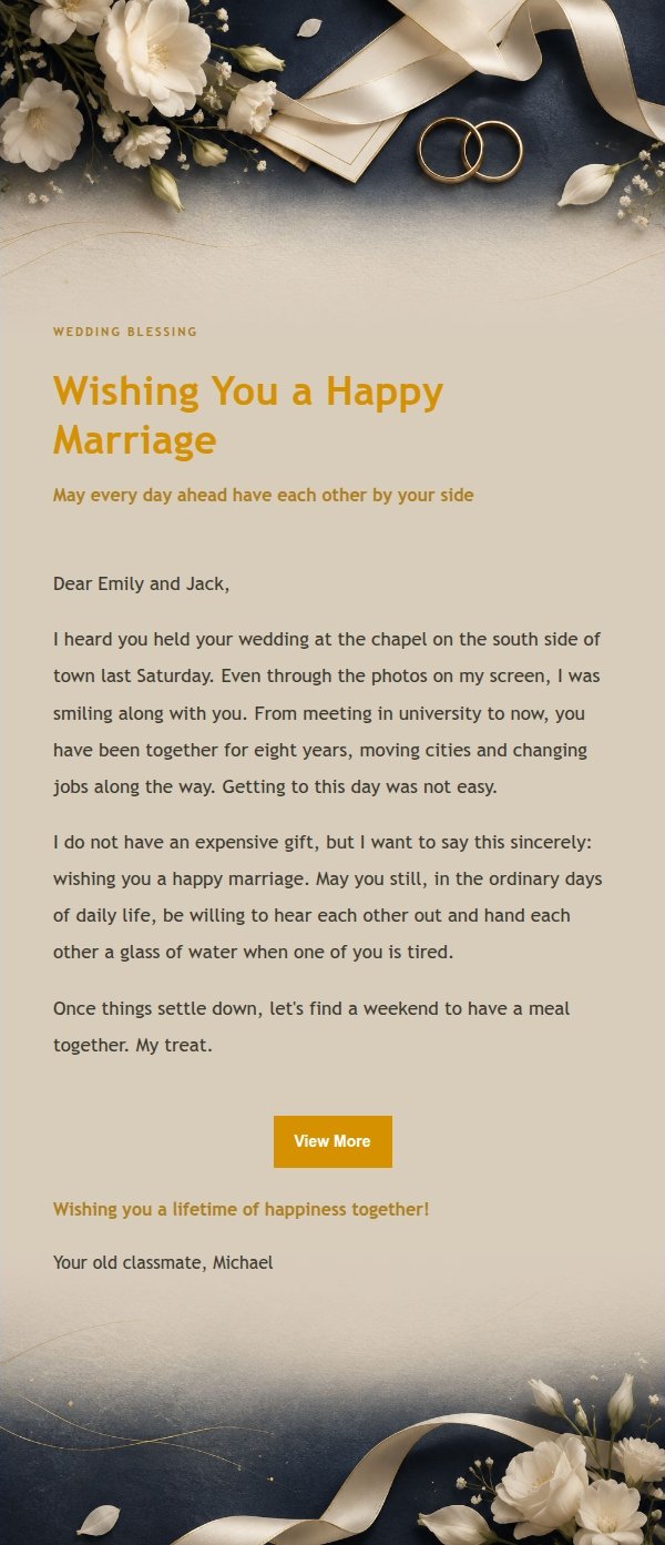 Navy & Gold Wedding Blessing Email