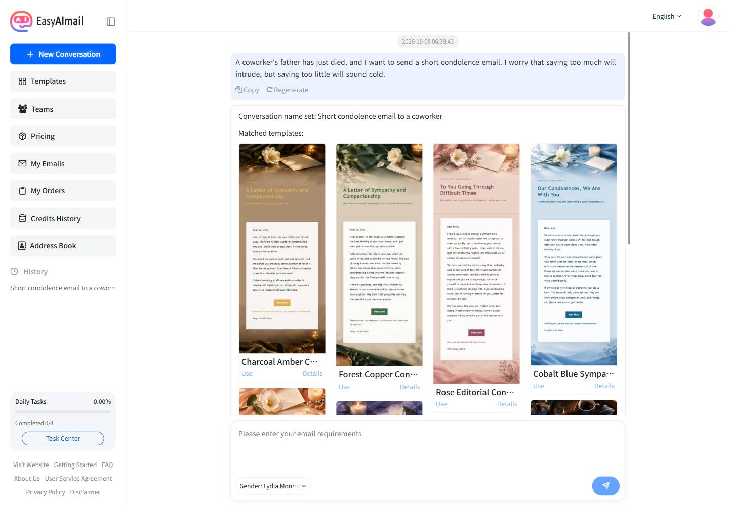 Condolence email template recommendations