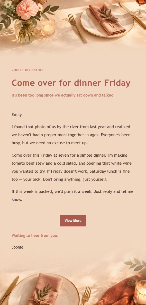Coral Champagne Dinner Invite