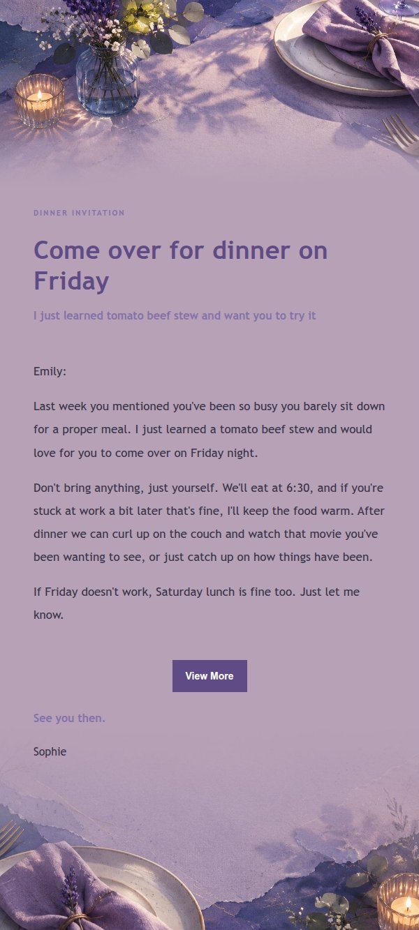 Lilac Ink Friends Dinner Invitation