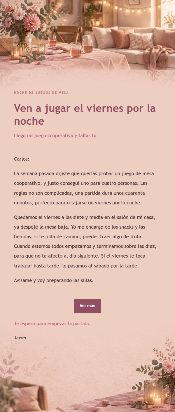 Invitación a Reunión Íntima en Casa Estilo Editorial Rosa 2