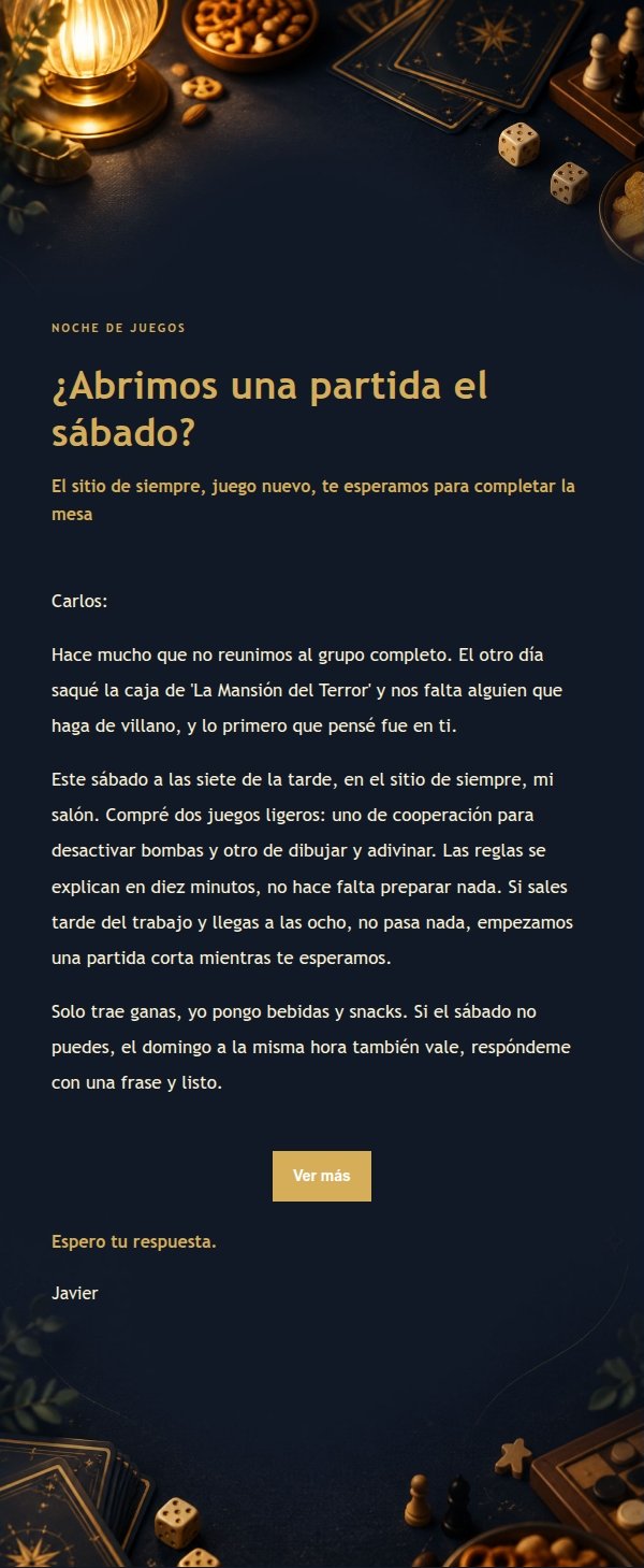 Invitación Noche de Juegos de Mesa Azul y Dorado