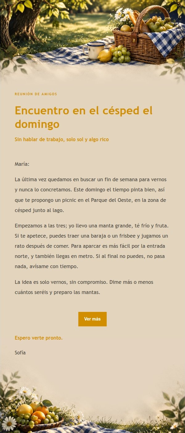 Invitación a Picnic en el Parque Azul y Dorado 2