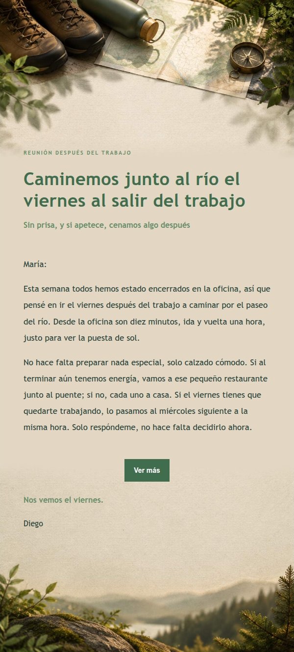 Invitación a Caminata Ligera en Tonos Bosque 2