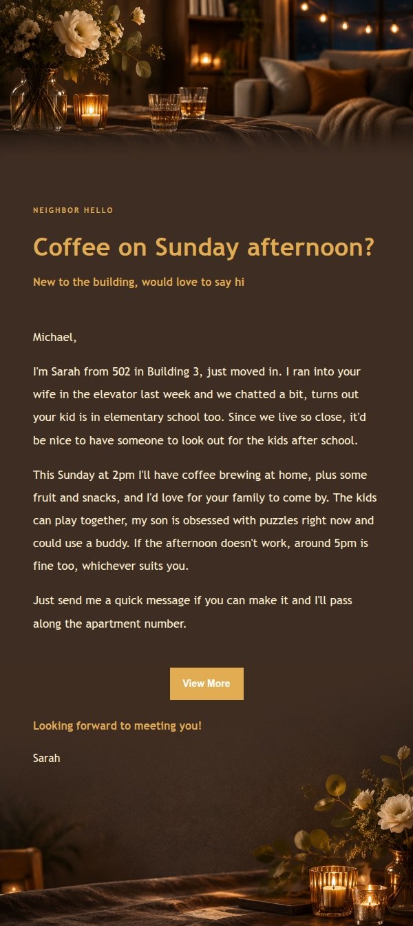Charcoal Amber Home Gathering Invite 2