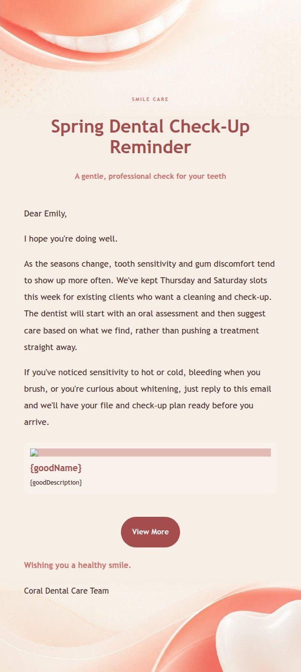 Coral Cream Smile Care Email