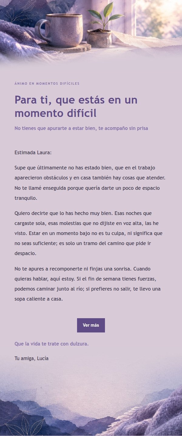 Carta de Ánimo en Tonos Lila