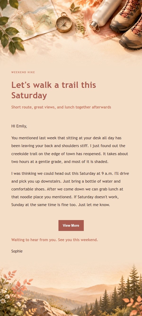 Coral Champagne Light Hike Invitation