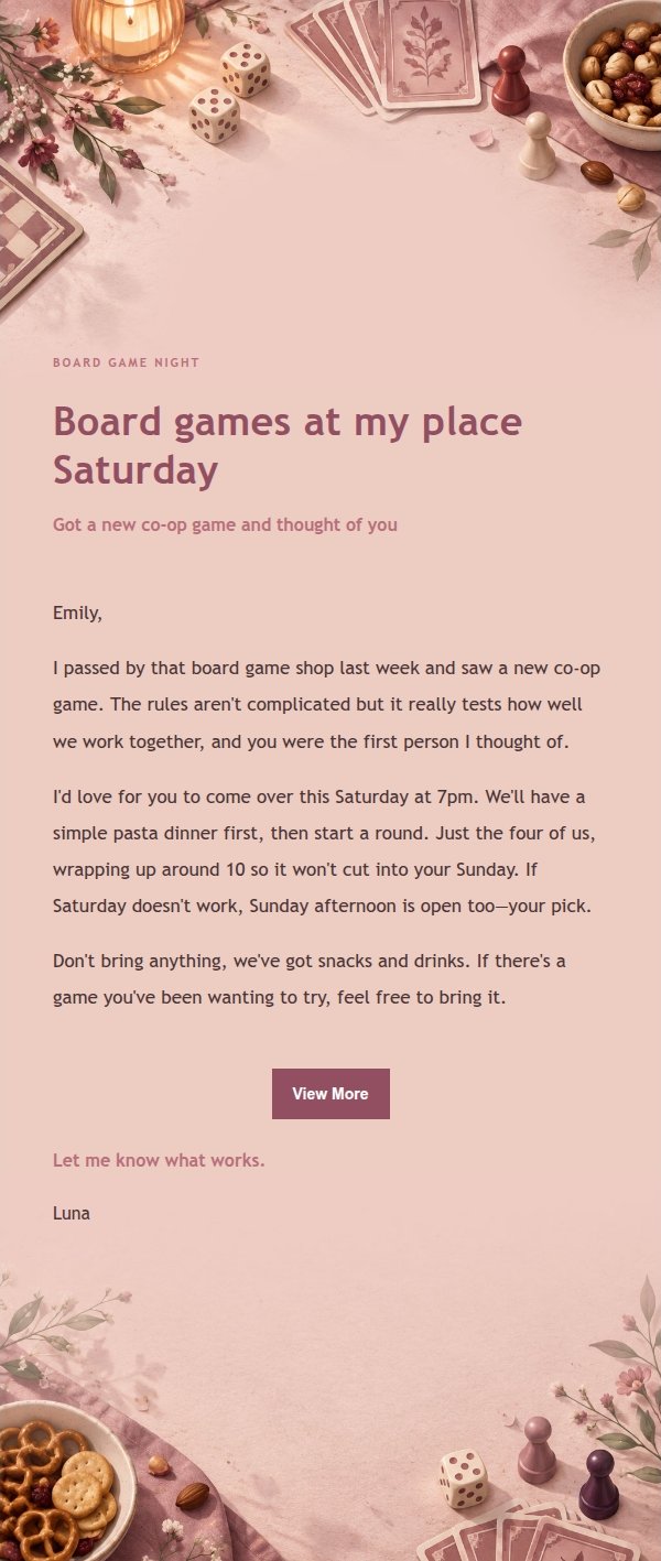 Rose Editorial Board Game Night Invite