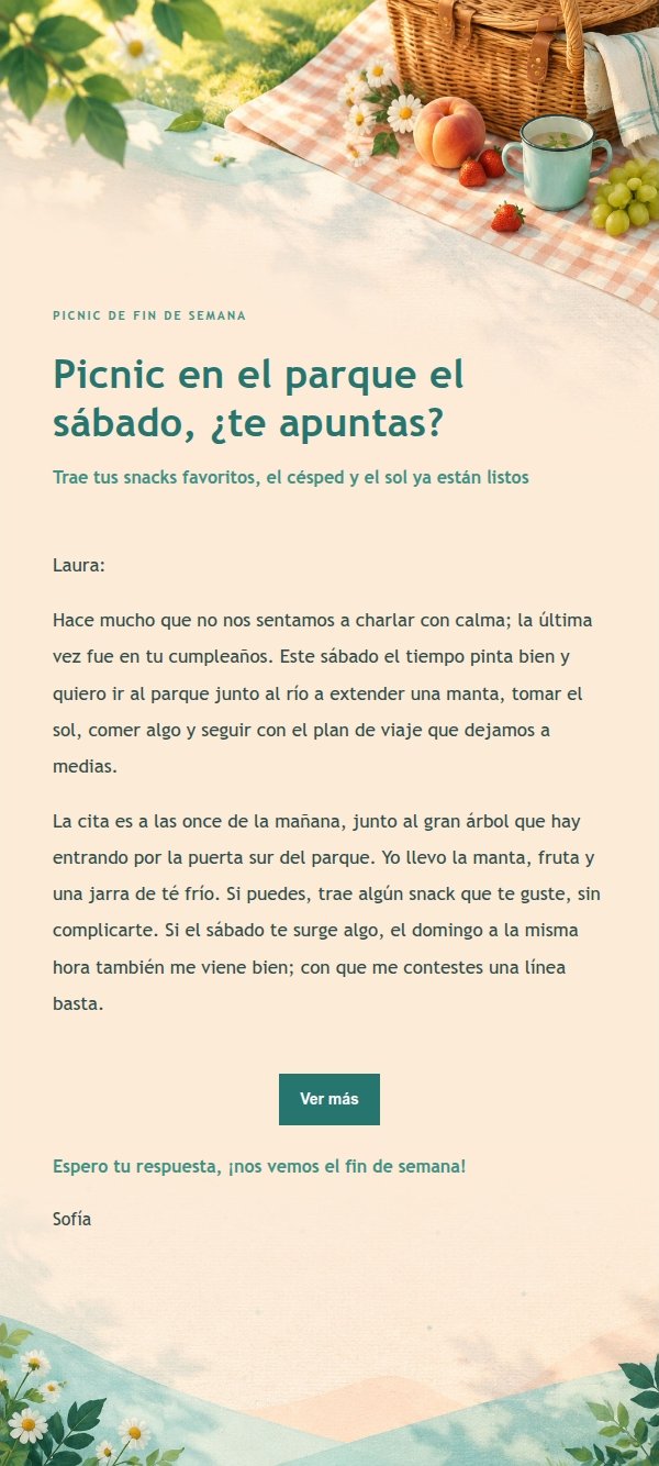 Invitación a Picnic en el Parque Estilo Melocotón y Verde