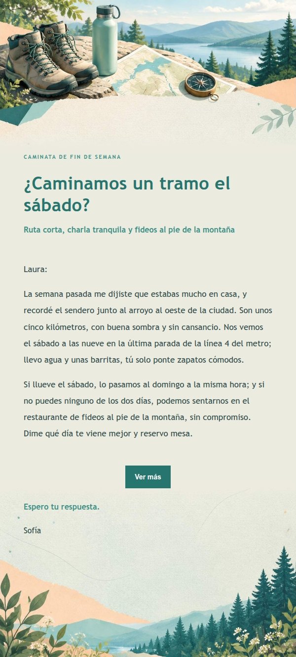 Invitación a Caminata Ligera Melocotón y Verde