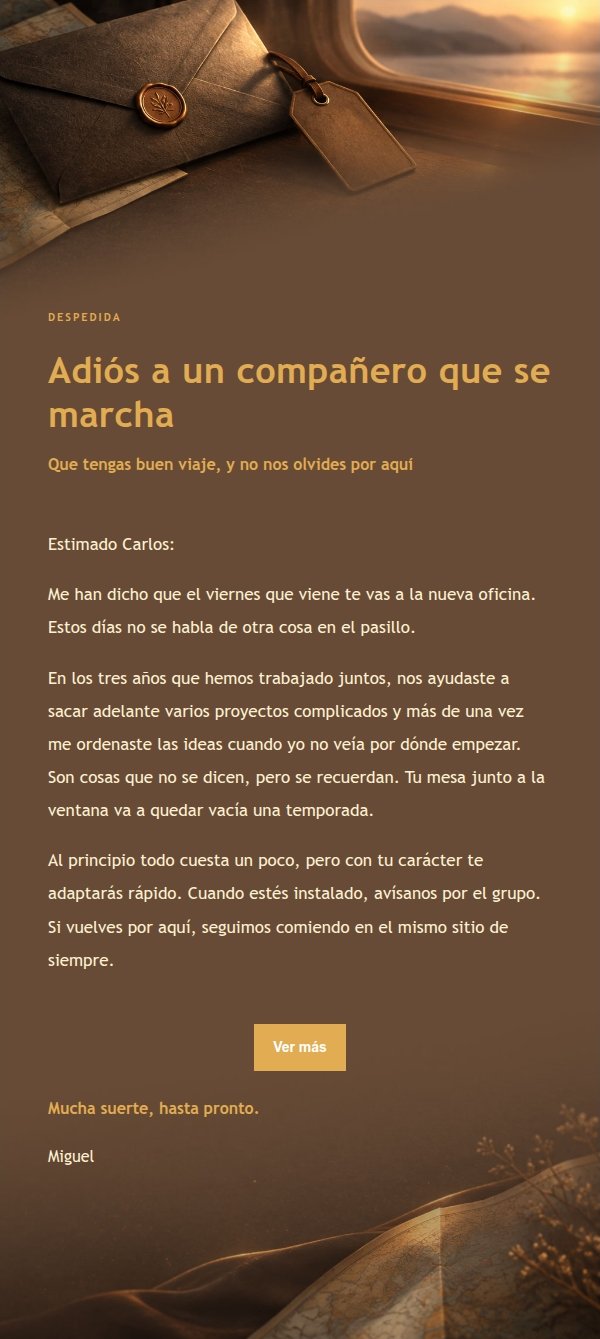 Carta de Despedida Ámbar y Carbón