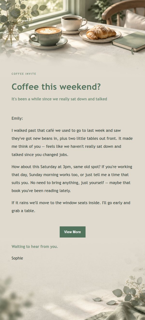 Sage & Ivory Coffee Chat Invite