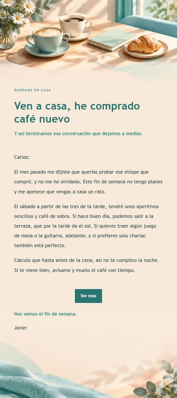 Invitación Café Estilo Melocotón y Verde 2