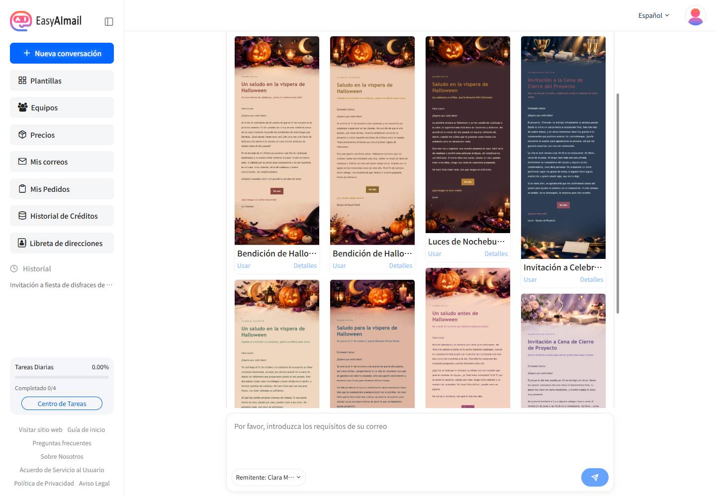 Plantillas recomendadas para una invitación de Halloween en EasyAImail