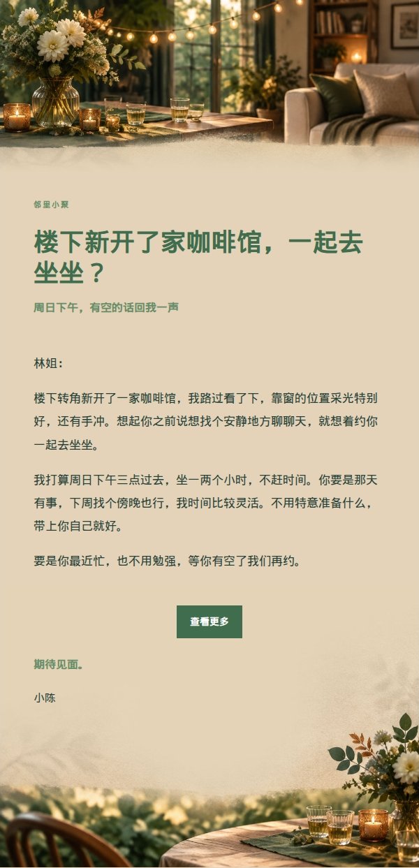 森林铜色居家小聚邀请函 2
